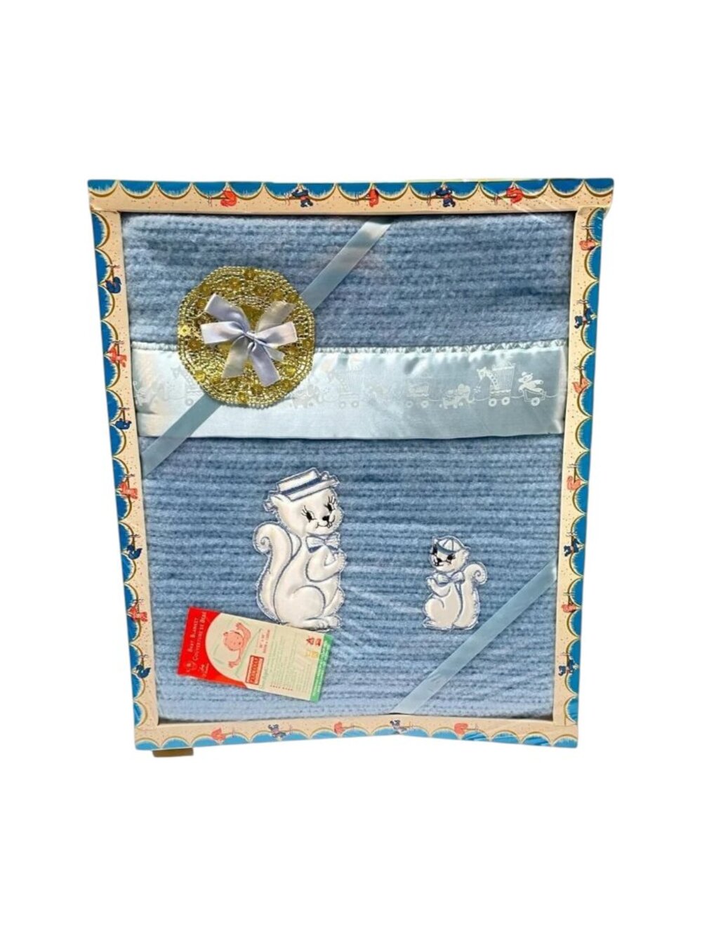 Vintage Lady Christina Baby Blanket Blue 36 x 48 Circus‎ & Squirrel New in Box